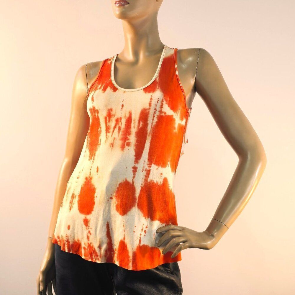 Shape Up Fitness Wear Tie Dye Orange Red Shark-Bite Back Tank Top Womens Sz M/L - Picture 5 of 8